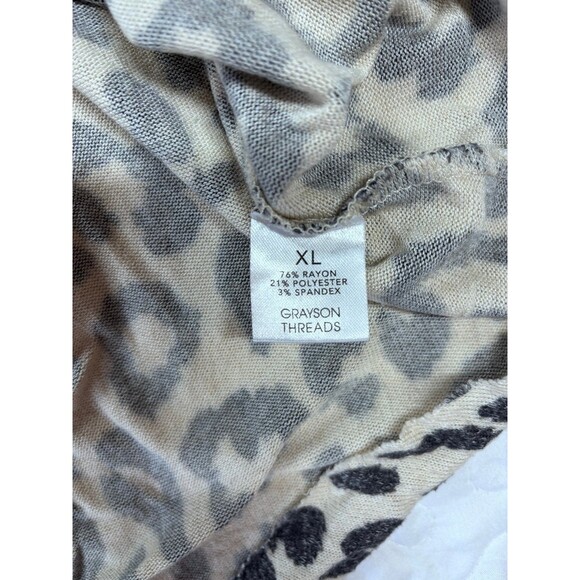 Grayson Threads Leopard Animal Print Soft Knit Long Sleeve Blouse size xl - Picture 5 of 5